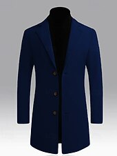 levne Pánský trenčkot-Pánské Kabát Trenčkot Dlouhý trenčkot Dovolená Denní Podzim Zima Polyester Větruvzdorné Zahřívací Svrchní oděvy Oblečení Módní Klasické Bez vzoru Kapsy Klopa Jednořadové sako s jedním knoflíkem