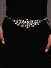 abordables Cinturón de mujer-Cinturón de cadena con diamantes de imitación de cristal para mujer, elegante accesorio de joyería brillante para la cintura para vestidos, gala de noche. &amp;trajes de fiesta