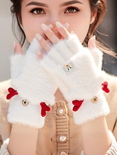 お買い得  レディース手袋-女性用クリスマスギフトの豪華な手袋、マルチカラー、ふわふわの柔らかい素材、トナカイの角のデザイン、毎日の通勤や休日のお祝いに最適