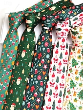 abordables Cravates et nœuds papillon pour hommes-Cravates de Noël pour hommes en polyester – motifs Père Noël, bonhomme de neige et autres motifs festifs, parfaites pour les fêtes de Noël et les occasions spéciales.