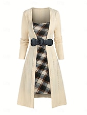 Χαμηλού Κόστους Φορέματα πουλόβερ-Γυναικεία Πουλόβερ Φόρεμα πουλόβερ Καθημερινό Μαλακή Μονόχρωμες Κοτλέ Στρογγυλή Ψηλή Λαιμόκοψη Κουρελού Πλεκτό Στάμπα Μακρυμάνικο Μακριές μπλούζες Πλέκω ΕΞΩΤΕΡΙΚΟΥ ΧΩΡΟΥ Καθημερινά Σαββατοκύριακο