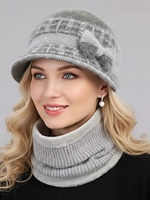 Недорогие Женские шляпы-Женский рождественский комплект из акриловой шапочки и гетры – уютный ребристый дизайн с бантом, доступен в нескольких цветах, идеально подходит для зимних каникул и торжественных случаев
