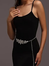 abordables Cinturón de mujer-Cinturón de cadena con diamantes de imitación de cristal para mujer, elegante accesorio de joyería brillante para la cintura para vestidos, gala de noche. &amp;trajes de fiesta