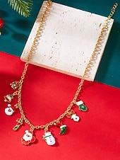 billige Halskjede for kvinner-Julekjede med sjarm til dame, flere stiler med sjarm til julenissen, snømannen og juletreet, perfekt til høytidsfester og festlige gaver.