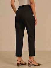 abordables pantalones de mujer-Pantalones de mujer ajustados con corte pitillo, cremallera frontal, cintura con cordón, para primavera y otoño, informales, para trabajo.