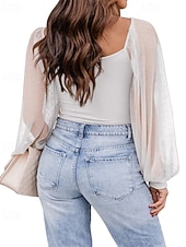 abordables Blusas Sencillas-Mujer Blusa Tops elegantes Tops de gasa Tops ajustados Frunce Retazos Sayo A Lunares Plano Elegante Vintage Fiesta Manga Larga Manga de la linterna Escote Cuadrado Tops cortos Diario Trabajo Festivos