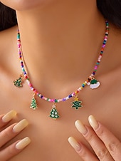 billige Halskjede for kvinner-Julekjede med sjarm til dame, flere stiler med sjarm til julenissen, snømannen og juletreet, perfekt til høytidsfester og festlige gaver.