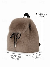 abordables Sacs à Dos de Mode-Sac à dos en fausse fourrure pour femme, sac à dos élégant avec cordon de serrage pour une tenue décontractée, matière en peluche douce, parfait pour un usage quotidien et les tenues d'hiver
