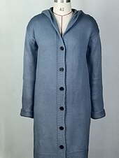 abordables Cárdigans y prendas de abrigo-Mujer Pulóveres Cárdigan Elegante Moda Ropa de calle Color sólido Con Capucha Retazos Botones De Punto Manga Larga Tops largos Tejer Exterior Diario Noche Negro Amarillo Otoño Invierno