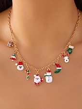billige Halskjede for kvinner-Julekjede med sjarm til dame, flere stiler med sjarm til julenissen, snømannen og juletreet, perfekt til høytidsfester og festlige gaver.