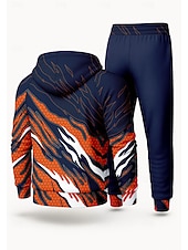 رخيصةأون بدلات رياضية-رجالي هوديي بدلة رياضية بدلة رياضية من قطعتين رباط إحزم هندسي أطقم ملابس رياضية الخريف الشتاء برتقالي مهنة الخارج السفر خفة الوزن موضة كم طويل رياضة ألبسة رياضية قابل للبسط عادي