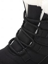 abordables Botas de nieve e invierno-Botas de nieve impermeables con cordones y forro de piel cálida para mujer, botines de invierno antideslizantes para senderismo al aire libre, calzado acogedor y aislante para clima frío