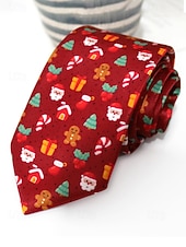 abordables Cravates et nœuds papillon pour hommes-Cravates de Noël pour hommes en polyester – motifs Père Noël, bonhomme de neige et autres motifs festifs, parfaites pour les fêtes de Noël et les occasions spéciales.