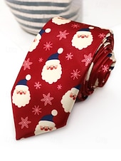 abordables Cravates et nœuds papillon pour hommes-Cravates de Noël pour hommes en polyester – motifs Père Noël, bonhomme de neige et autres motifs festifs, parfaites pour les fêtes de Noël et les occasions spéciales.