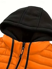 baratos Blusões e Parkas para Homem-Homens Casaco de inverno Casaco puffer Jaqueta acolchoada Bolsos Poliéster Férias Roupa Diária Encontro Padrão Moda Casual Confortável Térmico / Quente Outono Inverno Cor Sólida / Simples Preto