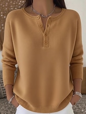 preiswerte Einfarbige Farben-Damen Pullover Mode Streetwear Lässig Einfarbig V Ausschnitt Gestrickt Langarm Normale Oberteile Stricken Täglich Ferien Ausgehen Weinrot Schwarz Herbst Winter
