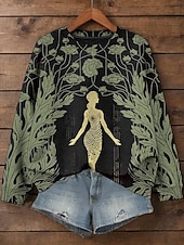 economico Felpe Floreali-Per donna Felpa Pullover Floreale Grafico Casual Manica Lunga Girocollo Top Regolari Casuale Streetwear Abbigliamento Quotidiano Giallo Verde scuro Verde Primavera Autunno Inverno