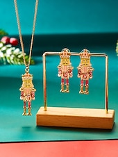 Χαμηλού Κόστους Γυναικείο Κολιέ-Χριστουγεννιάτικο σετ κοσμημάτων με τον καρυοθραύστη για γυναίκες, κολιέ και σκουλαρίκια με στρατιώτη από σμάλτο σε χρυσό χρώμα, εορταστικό αξεσουάρ για χειμερινά πάρτι, δώρα &amp;ρούχα
