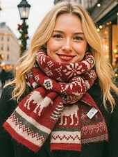preiswerte Schals für Damen-Damen Schal Gestrickt Polyester Weihnachtsbaum Weihnachtsmuster Weihnachten Mode Freizeit