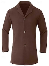 billige Trenchcoat for menn-Herre Ytterfrakk Trenchcoat Lang trenchcoat Feriereise Daglig Høst Vinter Polyester Vindtett Yttertøy Klær Mote Klassisk عادي Lomme Knaphul Enkeltkneppet