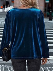 Femmes Velours Elegant Habillé Chemisier Couleur Unie Uni Élégant Dames Classique manche longue Col Halter Hauts Réguliers Travail Quotidien Fête Froncé Drapé Noir Vin Bleu Roi Violet Vert Automne abordables Hauts Unis pour Femmes-Femmes Velours Elegant Habillé Chemisier Couleur Unie Uni Élégant Dames Classique manche longue Col Halter Hauts Réguliers Travail Quotidien Fête Froncé Drapé Noir Vin Bleu Roi Violet Vert Automne