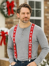 Недорогие Мужские галстуки и бабочки-Мужские рождественские подтяжки с принтами в виде снеговиков, леденцов и орнаментов, регулируемые и праздничные, разные цвета