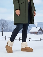 levne Sníh a zimní boty-Dámské pletené zimní boty s fleecovou podšívkou - útulné a teplé, ideální do zasněženého počasí a na outdoorové aktivity