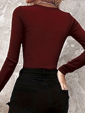 baratos Camiseta lisa-Mulheres Blusa Patchwork Purpurina Côr Sólida à moda Casual Manga Longa Gola Redonda Tops regulares Diário Azul Preto Vinho Verde Primavera Outono Inverno