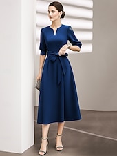 halpa Teen pituus-A-Linja Tee Pituuden Juhlapuku Kokkarepuku Häätvierasasu Morsiamen Äidin Puku Puolihihna V-kaulaosa Elegantti Vintage Juhla Rypytyksillä