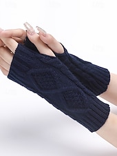 preiswerte Weihnachtsaccessoires-Gestrickte fingerlose Handschuhe für Damen, kuschelige Winter-Handwärmer mit Zopfmuster, stylische Weihnachtsgeschenk-Accessoires für Damen