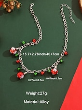 tanie Naszyjnik damski-damski świąteczny naszyjnik ze stopu z czerwonymi i zielonymi dzwoneczkami, ozdobą w kształcie płatka śniegu, idealny do świątecznej mody i jako prezent