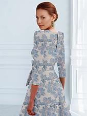 preiswerte Cocktailkleider-A-Linie Knöchellänge Cocktailkleider Partykleider Elegant Vintage Kurzarm V Ausschnitt Hochzeit Formell Jacquard mit Schleife(n) Tasche