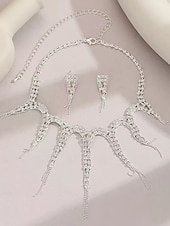 Недорогие Женское ожерелье-Женский комплект украшений со стразами зеленого цвета, включающий ожерелье и кольца для рождественской вечеринки, бала &amp;вечерние мероприятия