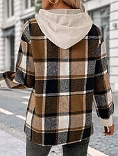 cheap Graphic shop Sweatshirts &amp; Hoodies-Women&#039;s Pullover Hoodie Sweatshirt Plaid Vintage Casual Long Sleeve Hooded Regular Tops Street Casual Sports Drawstring Patchwork Pink Army Green Dark Gray Beige Coffee Fall Winter