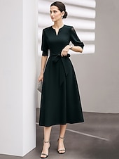 halpa Teen pituus-A-Linja Tee Pituuden Juhlapuku Kokkarepuku Häätvierasasu Morsiamen Äidin Puku Puolihihna V-kaulaosa Elegantti Vintage Juhla Rypytyksillä