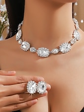 halpa Naisten kaulakoru-Naisten värikäs kristallikorusetti, kimalteleva strassi kaulakoru ja korvakorusetti juhliin, häihin &amp;iltatilaisuudet, ylelliset asusteet