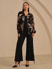 olcso Designer dzsekik és kabátok-női bomberdzseki flitteres, kerek nyakú, hétköznapi, party, vakáció, este, ősz, tél