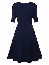 economico Vestito Semplice-Per donna Mini Abito Abito a trapezio Elegante Festa cocktail All'aperto Feste Ospite di nozze Vestibilità regolare Grafico Mezza Manica Girocollo Blu marino Verde