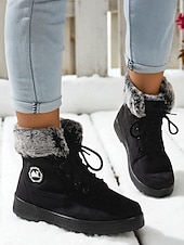 olcso Hó- és téli csizma-női bordó műszőrmével bélelt hótaposó – meleg téli csizma kültéri karácsonyi tevékenységekhez és hideg időben való viseletre