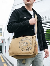 levne Pánské tašky-Pánská plátěná taška přes rameno s velkou kapacitou, vintage crossbody brašna na notebook, knihy a cestování