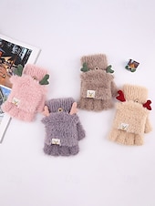 お買い得  レディース手袋-女性用クリスマスギフトの豪華な手袋、マルチカラー、ふわふわの柔らかい素材、トナカイの角のデザイン、毎日の通勤や休日のお祝いに最適