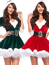 billige Julekjoler-Julekvinne Mini Kjole A-Linje Kjole Casual Daglig Regulær Passform Enfarget 3/4 Lengde Ermel V Utringning Rød Grønn Høst Vinter