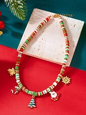 billige Halskjede for kvinner-Julekjede med sjarm til dame, flere stiler med sjarm til julenissen, snømannen og juletreet, perfekt til høytidsfester og festlige gaver.