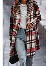 ieftine 3D palto-Pentru femei Palton de iarnă Jachete Iarnă Comfortabil Respirabil Buzunar Imprimeu Casual Plisat Vacanță Stradă Casual Purtare Zilnică Cu Un Nasture Lung Răsfrânt Fit regulat Manșon Lung Îmbrăcăminte