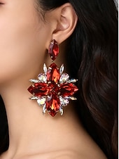 cheap Women's Earring-Women's Red Crystal Statement Earrings - Sparkling Christmas Jewelry Accessories for Holiday Parties and Festive Outfits