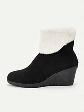 abordables Botas de nieve e invierno-Mujer Botas Botas de nieve Trabajo Diario Botines Botines Cremallera Tacón Cuña Dedo redondo Felpa Ante Sintético Cremallera Negro