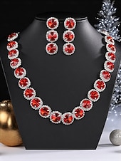billige Halskjede for kvinner-Smaragdgrønt smykkesett med strass til julebord for dame, elegant krystallkjede og øredobber til formelle kvelder &amp;høytidsfeiringer