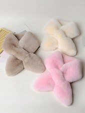 baratos Lenços Femininos-cachecol feminino de pele sintética de natal, aquecedor de pescoço macio com nó cruzado, xale elegante de inverno para festas de fim de ano e presentes