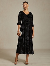 Sukienka midi z weluru dla kobiet sukienka w kształcie litery A elegancka na urodziny na koktajlową imprezę dla gościa weselnego welurowa codzienna regularny krój kwiatowa pół rękaw dekolt w tanie kwiatowa sukienka-Sukienka midi z weluru dla kobiet sukienka w kształcie litery A elegancka na urodziny na koktajlową imprezę dla gościa weselnego welurowa codzienna regularny krój kwiatowa pół rękaw dekolt w