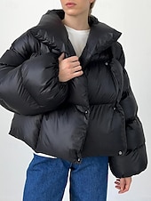 halpa Talvi Parka-Naisten Anorakki Mukava Hengittävä Tasku Napit Vapaa-aika Tavallinen Loma Katu Kausaliteetti Arki-asut Vetoketju Normaali Hupullinen Normaali Pitkähihainen Päällysvaatteet Musta Armeijan vihre